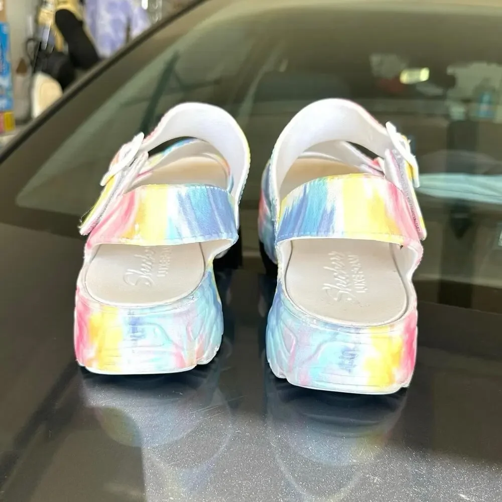 Skechers Women's Cali‎ Gear D'Lite 2.0 Molded 3-Strap Luxe Foam Sandals Size 10